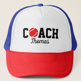 Gorra De Camionero Entrenador Red Tennis Ball Jugador Nombre Tipograf