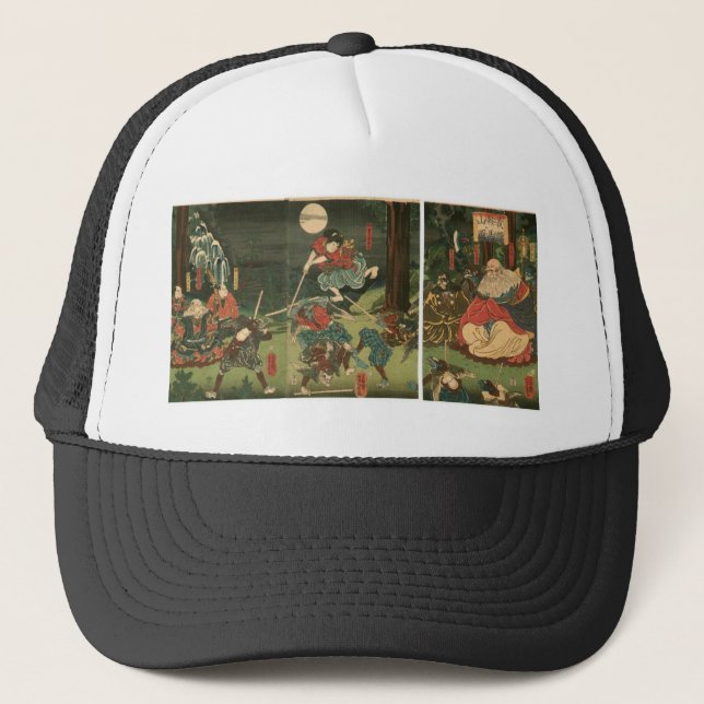 Gorra De Camionero Entrenamiento del samurai con Tengu, circa 1859 (Anverso)