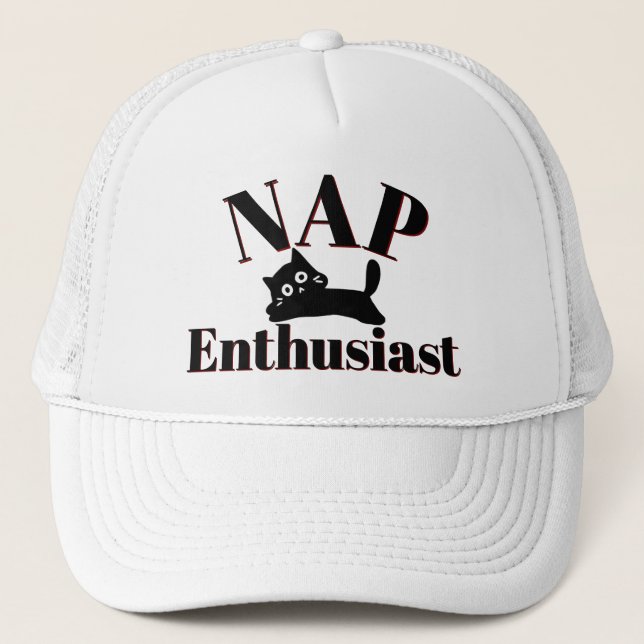Gorra De Camionero Entusiasta de Nap Cat Cuadros (Anverso)