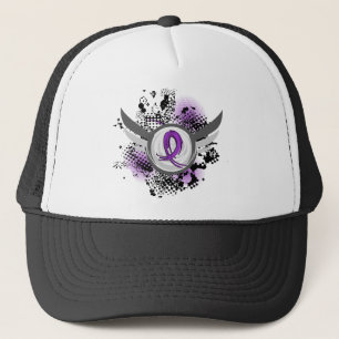 Gorra De Camionero Epilepsia púrpura de la cinta y de las alas