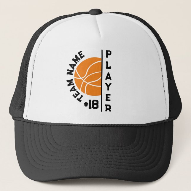 Gorra De Camionero Equipo de baloncesto, nombre del jugador y número  (Anverso)