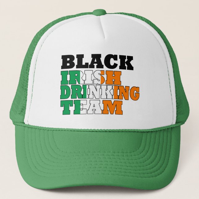 Gorra De Camionero Equipo de bebida irish negro (Anverso)