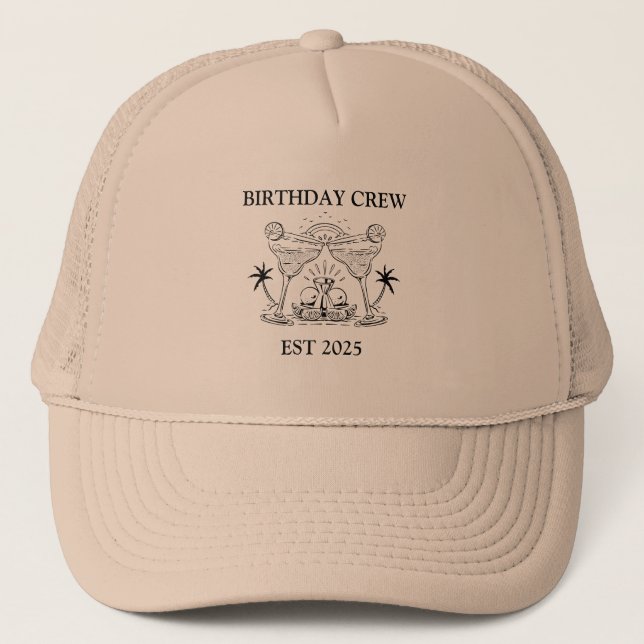 Gorra De Camionero Equipo de cumpleaños despedida de soltera palmera  (Anverso)