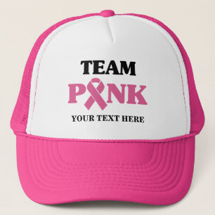 Gorra De Camionero Equipo de la Cinta Rosa de Conciencia del Cáncer d