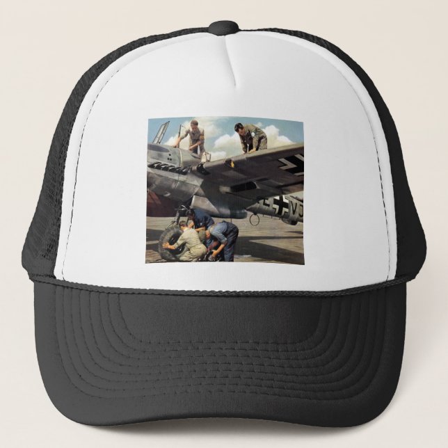 Gorra De Camionero Equipo de tierra de WWII Luftwaffe + ME-110 (Anverso)