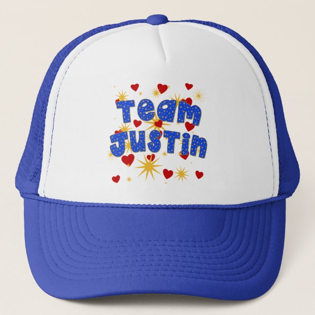 Gorra De Camionero ¡EQUIPO JUSTIN! Camisetas para los niños y los (Anverso)