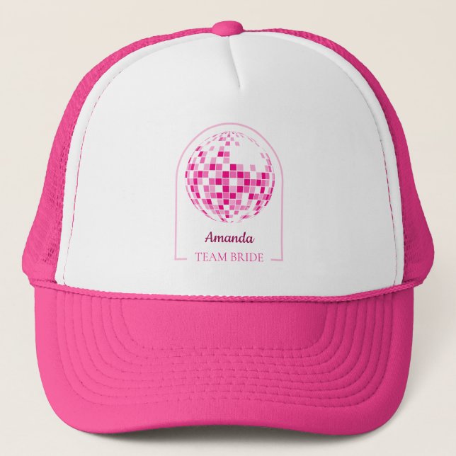 Gorra De Camionero Equipo Novia Disco Boogie Rosa Brillante (Anverso)