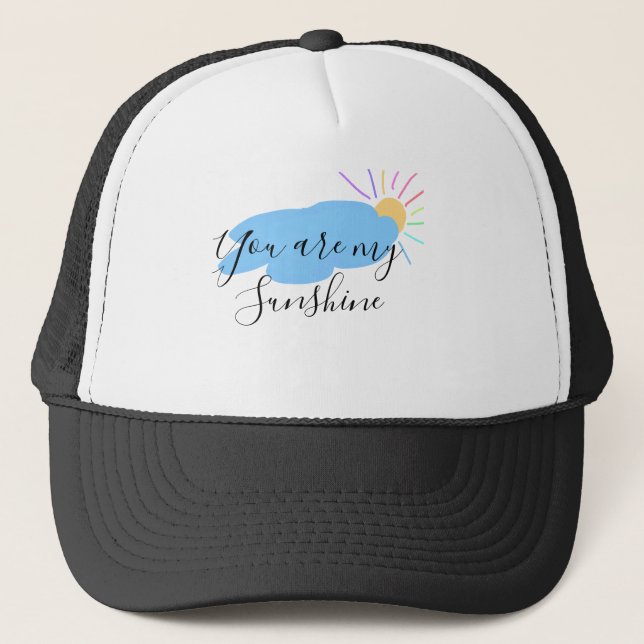 Gorra De Camionero eres mi sol amarillo naranja rayos de sol nubes (Anverso)