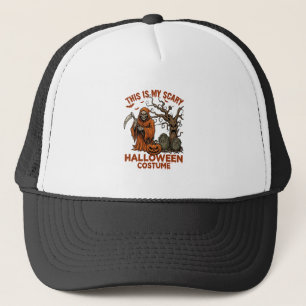 Gorra De Camionero Es Disfraz de Halloween Espantoso Naranja Reaper P