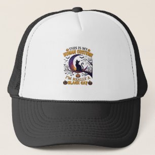 Gorra De Camionero Es traje humano gato negro Halloween Luna_1