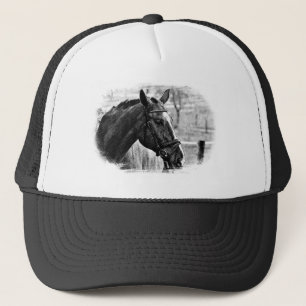 Gorra De Camionero Esbozo de caballos blancos negros