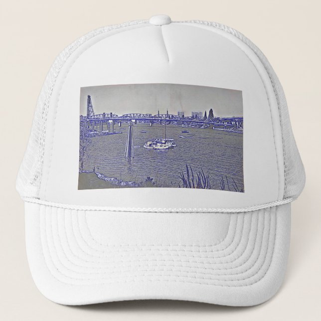 Gorra De Camionero Esbozo de Portland Waterfront (Anverso)