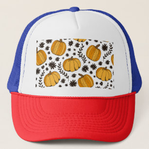 Gorra De Camionero Esbozos de calabaza: patrón sin costuras dibujado