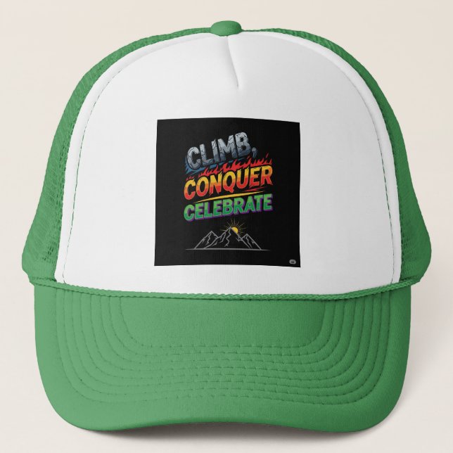 Gorra De Camionero Escalar, conquistar, celebrar. (Anverso)