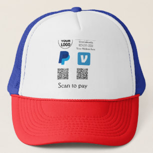 Gorra De Camionero Escaneo de pypal de Venmo para pagar añadir texto 