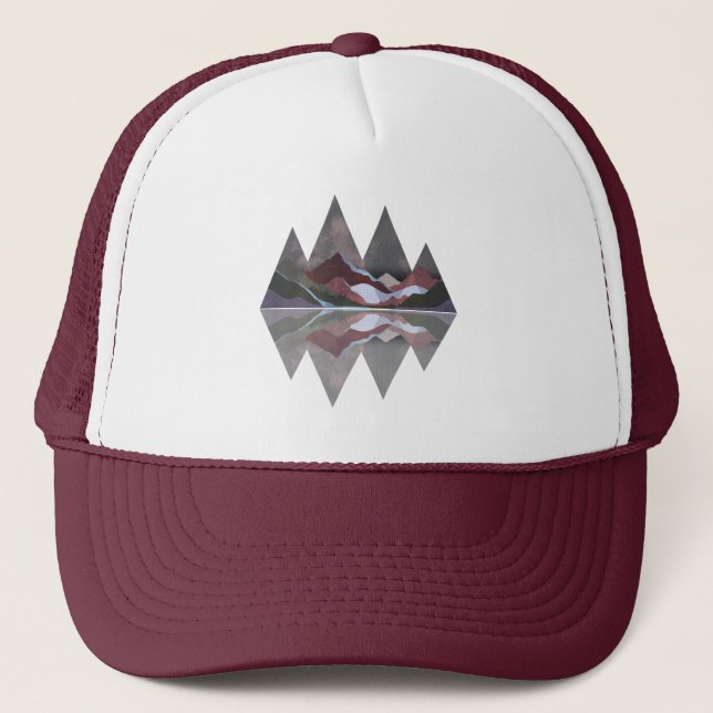 Gorra De Camionero Escena de montaña geométrica (Anverso)