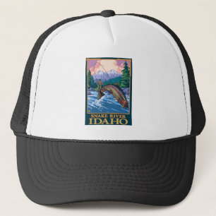 Gorra De Camionero Escena de pesca de mosca - Río de serpiente, Idaho