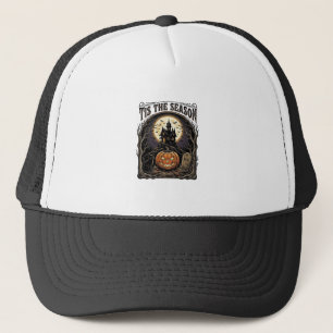 Gorra De Camionero Escena de temporada vintage embrujada gato calabaz