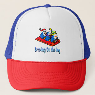 Gorra De Camionero Escena de vacaciones de invierno en penguins Sledd