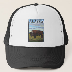 Gorra De Camionero Escena del bisonte - empalme del delta, Alaska