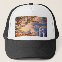 Gorra De Camionero Escena vintage de paseo marítimo, Long Beach, Cali