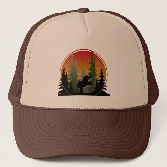 Gorra De Camionero Escenario natural de elefantes al atardecer (Anverso)