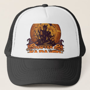 Gorra De Camionero Escoba Rompió Granjero Halloween Bruja Casa Embruj