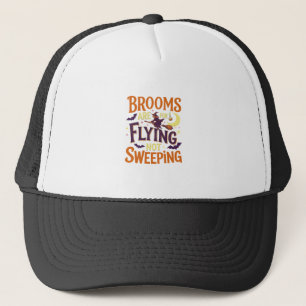 Gorra De Camionero Escobas volando barriendo bruja de Halloween luna 