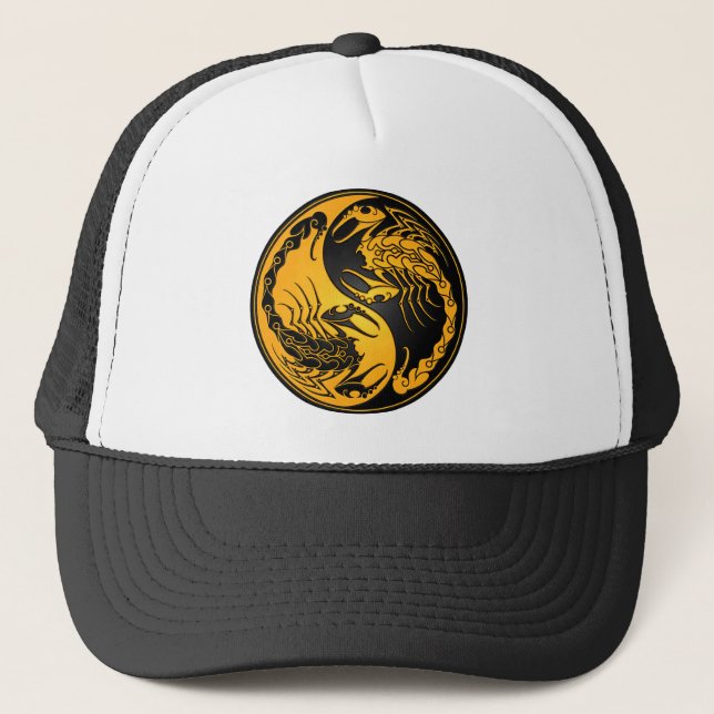 Gorra De Camionero Escorpiones amarillos y negros de Yin Yang (Anverso)