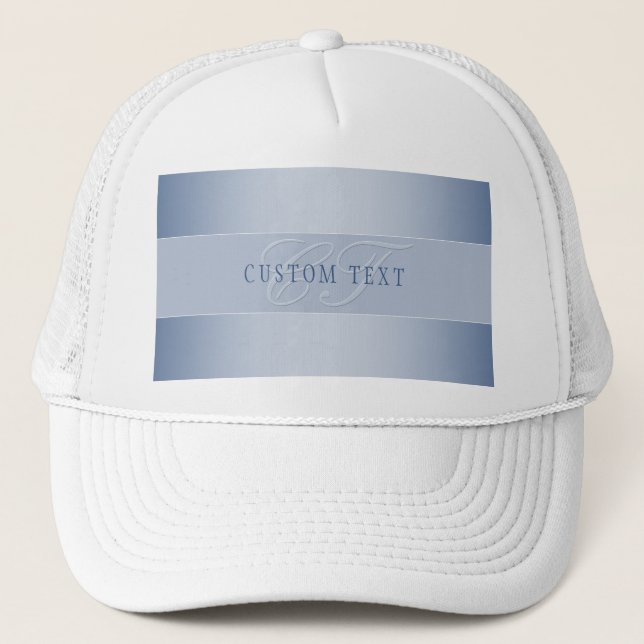 Gorra De Camionero Escritura Elegante Editable En Monograma | Azul (Anverso)