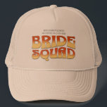 Gorra De Camionero Escuadra de novias del partido de la bachillerato<br><div class="desc">Disfrute de su próxima fiesta de soltera con esta impresionante fiesta de soltera retro personalizada. Ya sea que esté celebrando un viaje en barca, unas vacaciones en chica o unas vacaciones con los mejores amigos, esta mercadería de personalizado groovy bachelorette es el lugar perfecto para su escapada inolvidable. Añade un...</div>