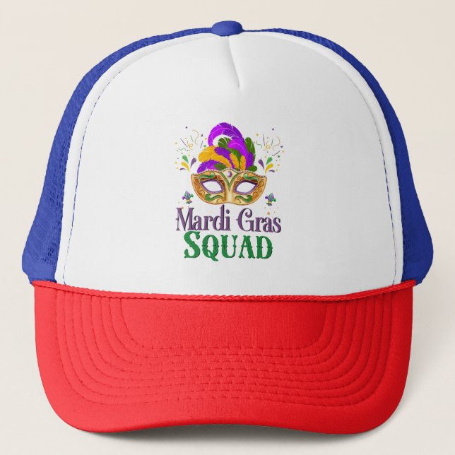 Gorra De Camionero Escuadrón de Mardi Gras (Anverso)