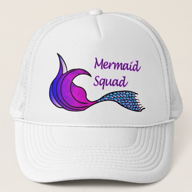 Gorra De Camionero Escuadrón de sirenas con cola de sirena rosa, azul (Anverso)