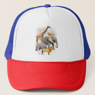 Gorra De Camionero Escuadrón Safari Africano Animales Graciosos Zooló