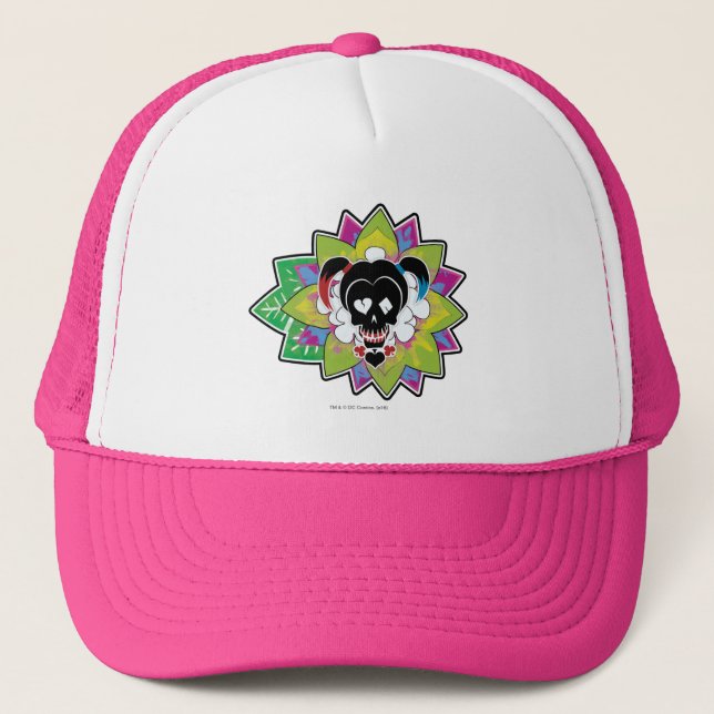 Gorra De Camionero Escuadrón suicida | Harley Quinn Skull Tattoo Art (Anverso)