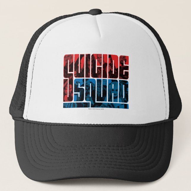 Gorra De Camionero Escuadrón suicida | Logotipo rojo y azul (Anverso)