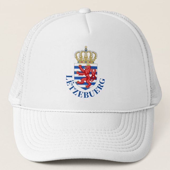Gorra De Camionero Escudo de armas de Luxemburgo (con su nombre en la (Anverso)