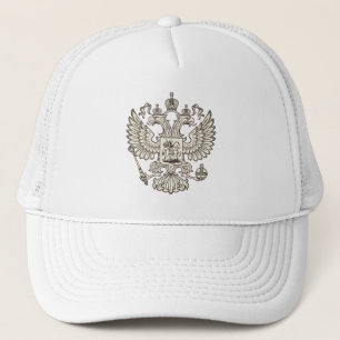 Gorra De Camionero Escudo de armas de Rusia - versión blanca