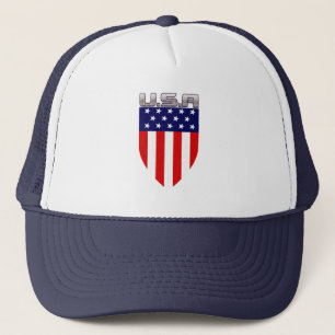 Gorra De Camionero Escudo de bandera americana patriótica
