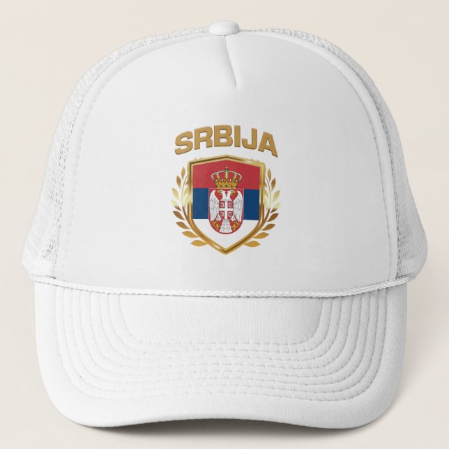 Gorra De Camionero Escudo de la bandera de Serbia Serbia (Anverso)