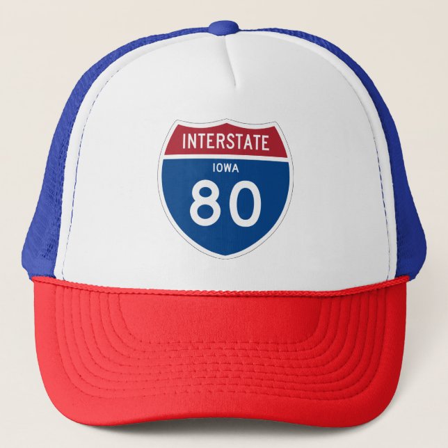 Gorra De Camionero Escudo de la carretera nacional de Iowa IA I-80 - (Anverso)