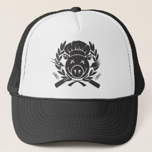 Gorra De Camionero Escudo del Bbq - impresión negra