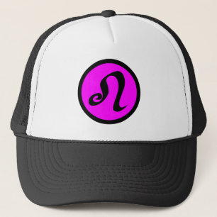 Gorra De Camionero Escudo negro magenta del círculo de Leo