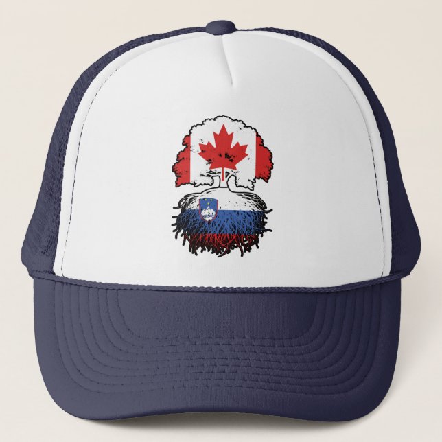 Gorra De Camionero Eslovenia Bandera de raíces eslovenas canadienses  (Anverso)