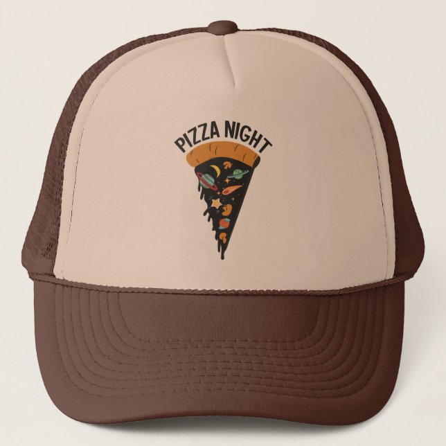 Gorra De Camionero Espacio nocturno de Pizza (Anverso)