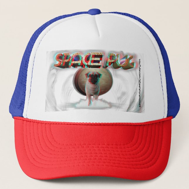 Gorra De Camionero Espacio Pug 3D (Anverso)