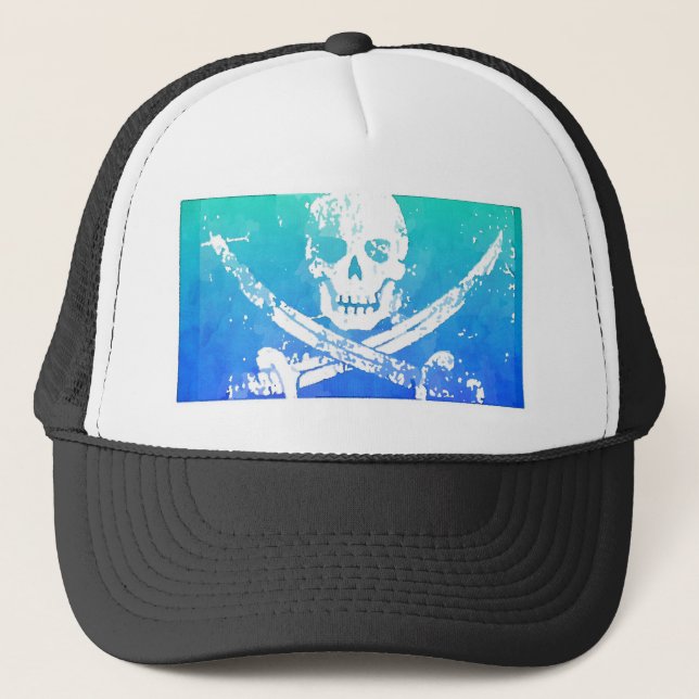 Gorra De Camionero Espada del cráneo de la bandera pirata (Anverso)