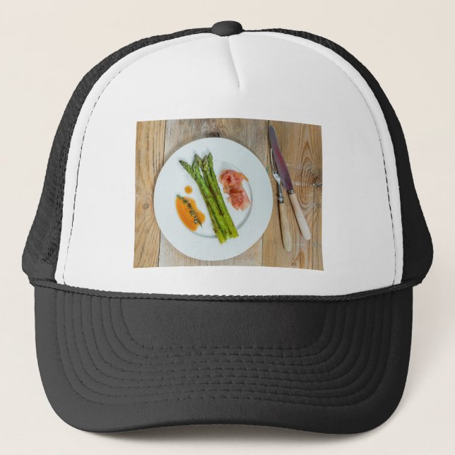 Gorra De Camionero Espárragos verdes con jamón y salsa (Anverso)