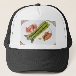 Gorra De Camionero Espárragos verdes con jamón y salsa