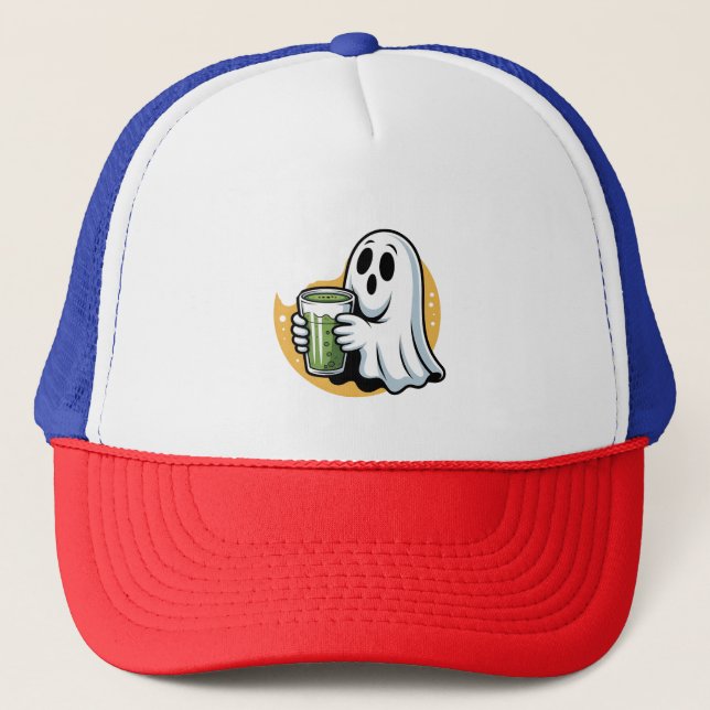 Gorra De Camionero Espeluznante Beber Matcha Halloween (Anverso)